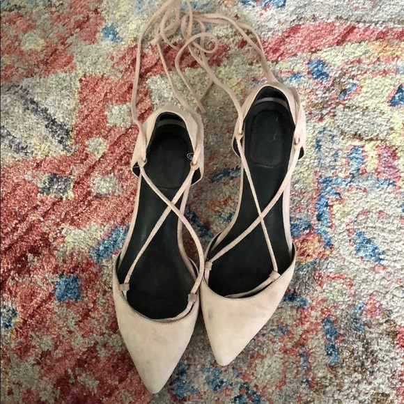 Shoes - LAST CHANCE! Made in Italy Suede light pink lace up heels
